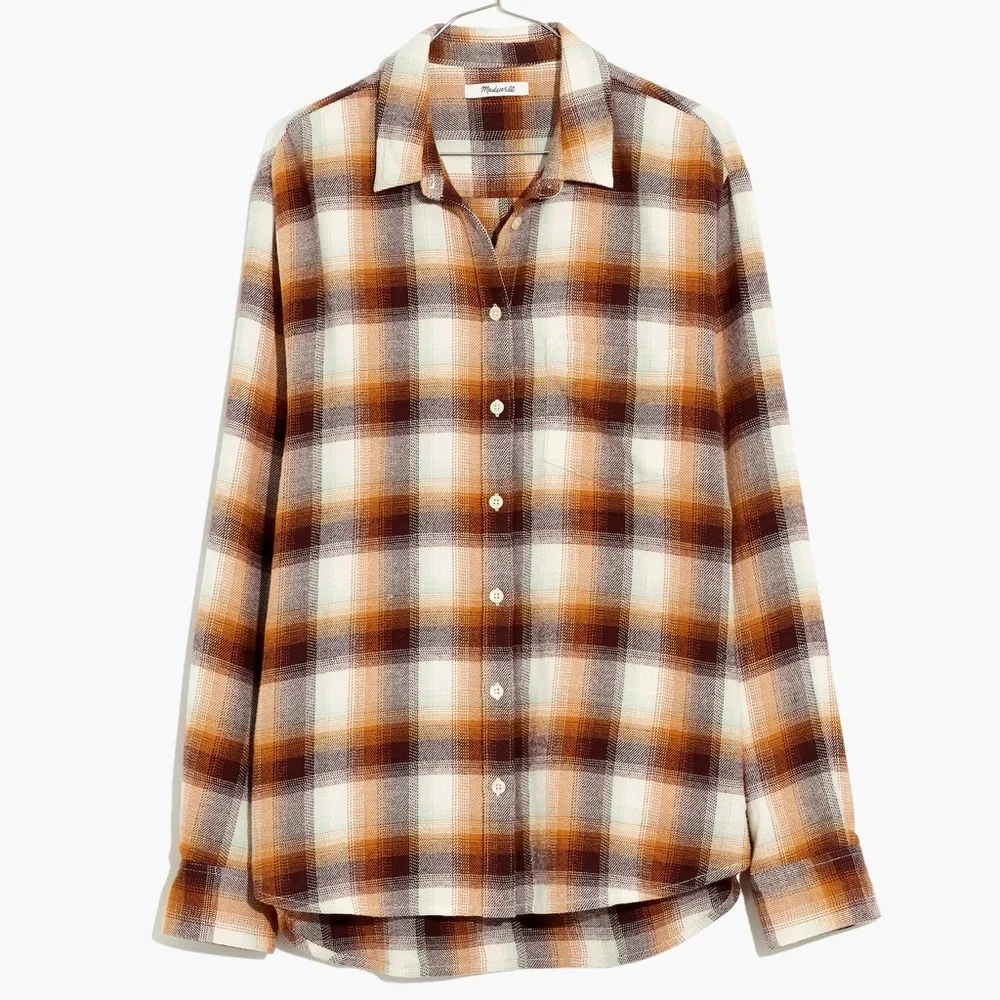 Madewell Flannel Side-Button Oversized‎ Ex-Boyfriend Shirt in Bickett Plaid